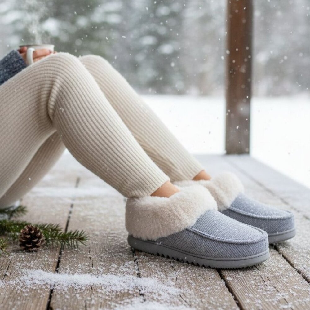 Dearfoams 11/12 Women Faux Fur House Shoes Slippers Corduroy Winter Slip-on XL